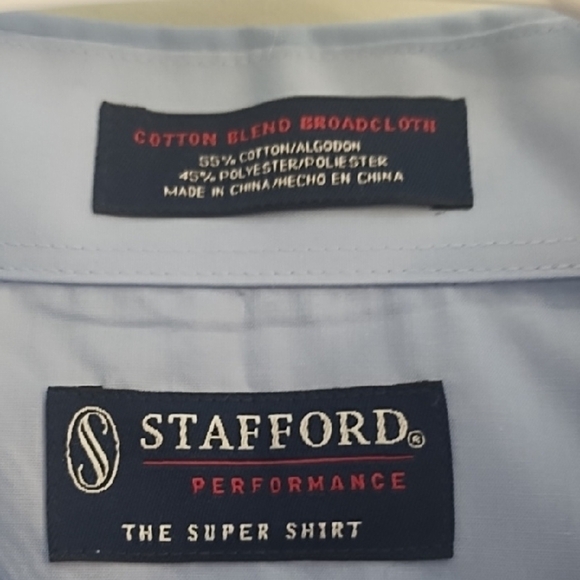 Stafford Light Blue Performance The Super Shirt Men's Dress Shirt - Picture 5 of 13